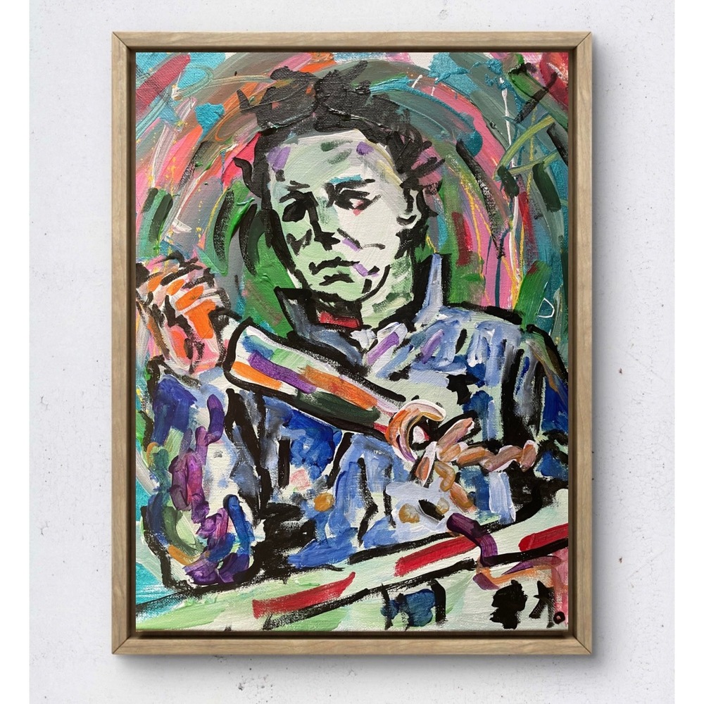 O Michael Myers Halloween Horror Original Painting 11x14 Canvas Pop Art Decor
